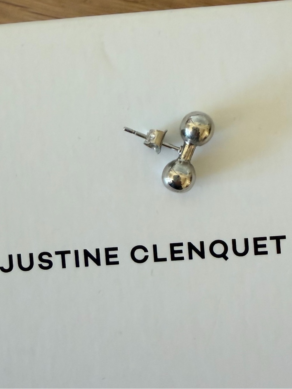 Justine Clenquet Silver Double Ball Stud Earrings
